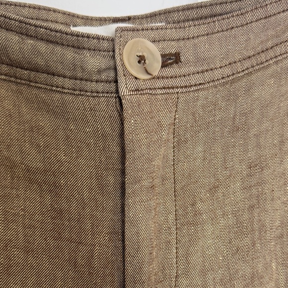 Anthropologie Linen Low Rise Wide Leg Pants Tan Size 14 - Picture 4 of 15
